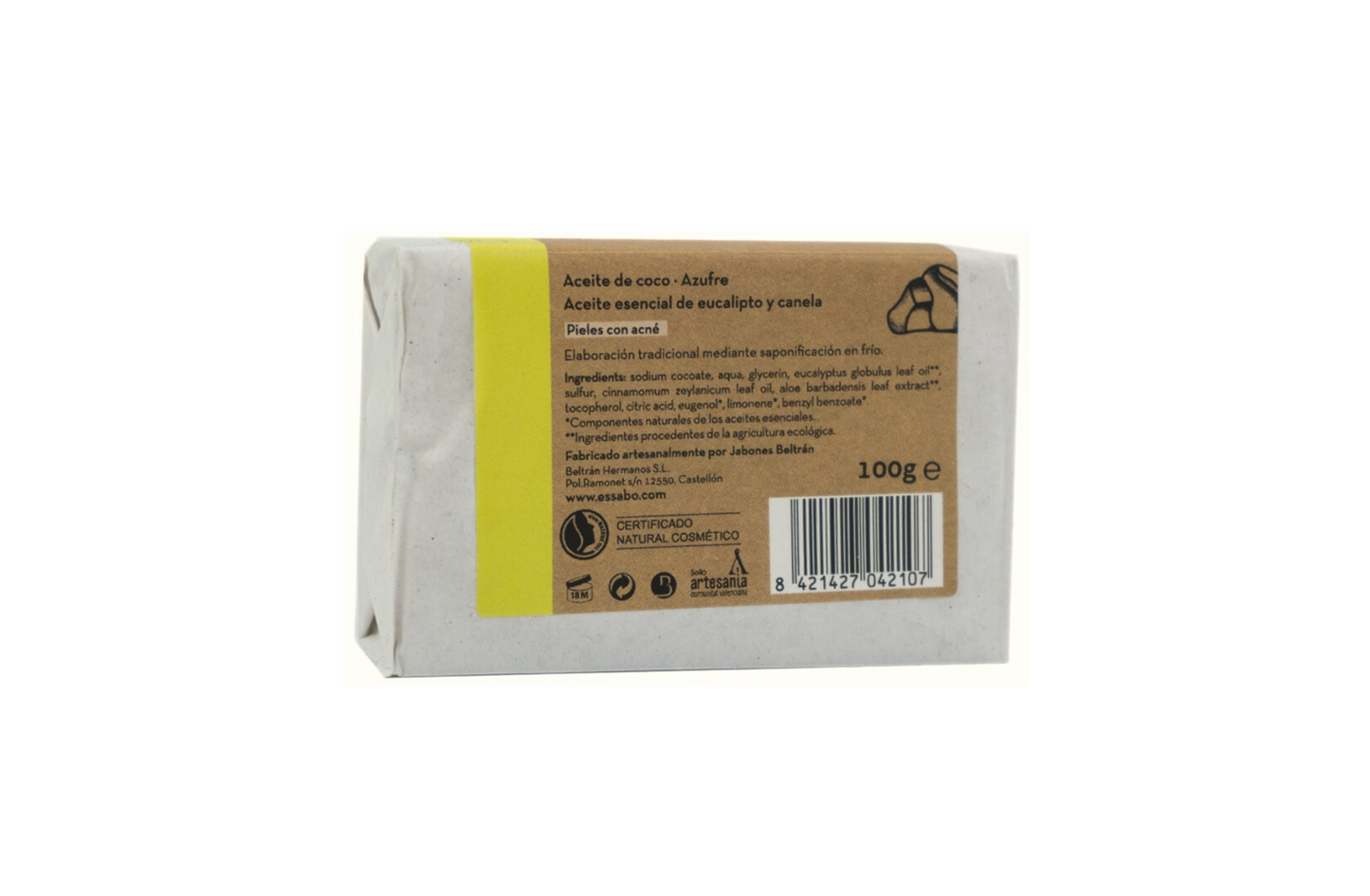 Jabón Natural Azufre - Essabó - Pieles con acné