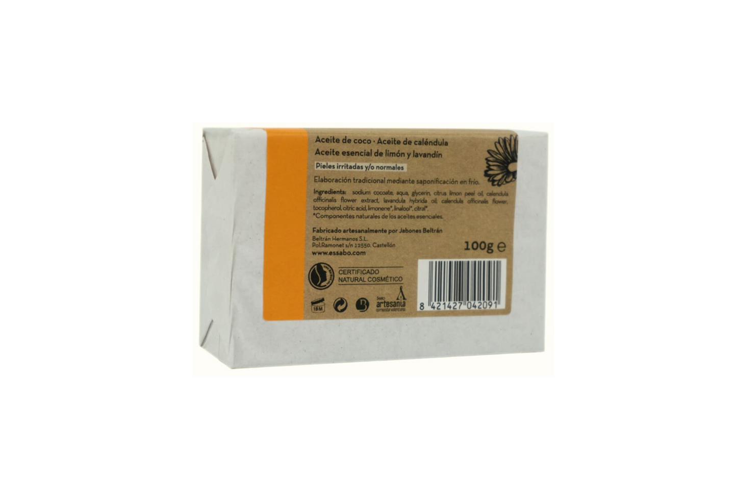 Jabón Natural Caléndula - Essabó - Pieles irritadas / normales