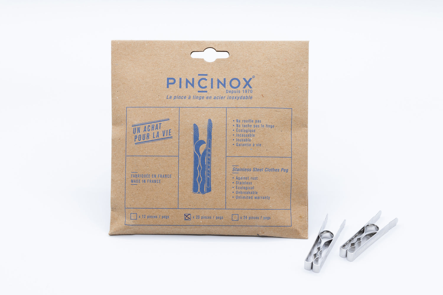 Pinzas de Acero Inox. Pack de 20